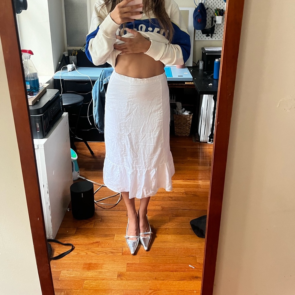 Aritzia Wilfred chariot linen skirt white